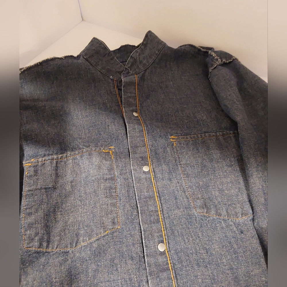 Vintage 1970s Levi’s Big E Denim Shirt Orange Tab Size M Made in USA - Picture 12 of 15